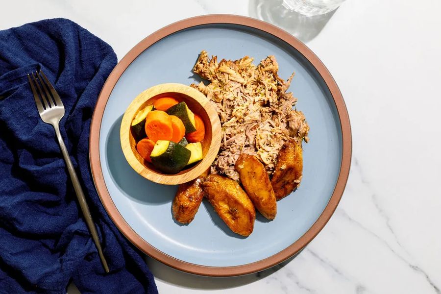 BBQ Pulled Pork with Sweet Plantains